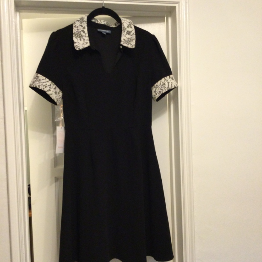 Mod Cloth black dress with white lace, size 4, new with tags - Picture 2 of 5